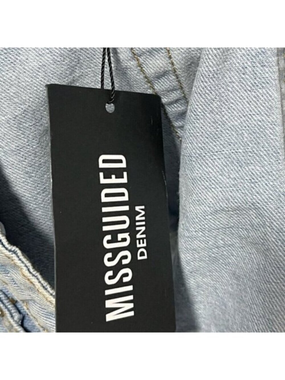 Missguided Extreme Rip Hem High-Waist Denim Shorts - Size US 8 - Picture 9 of 11